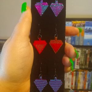 3 pack of handmade diamond shaped earrings